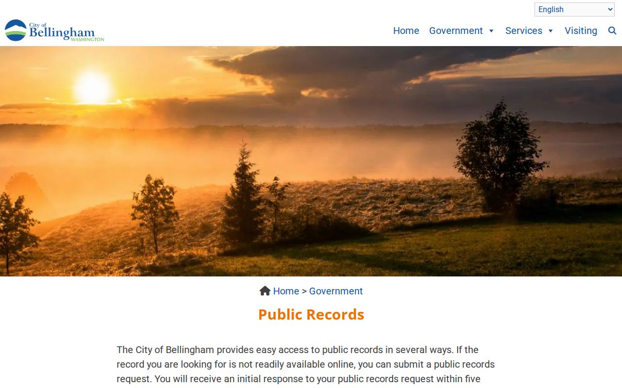 Bellingham Whatcom County criminal records request page for police reports