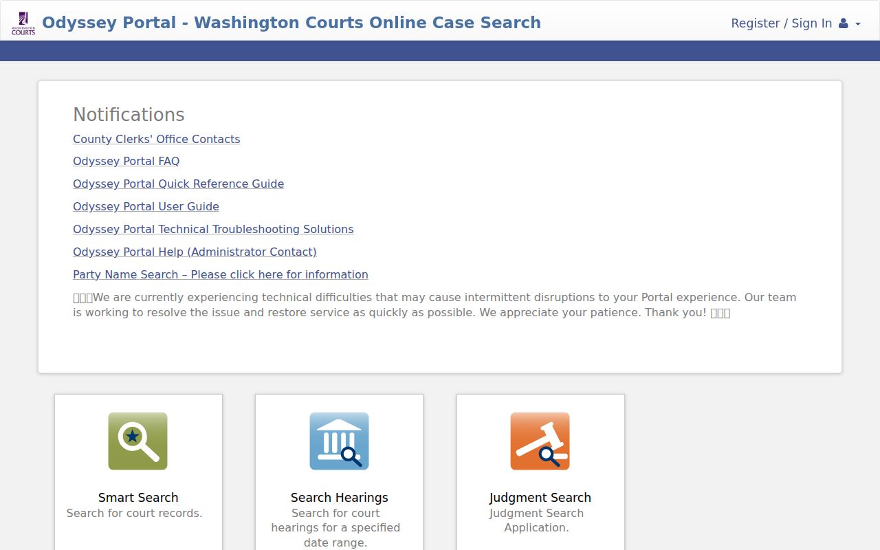 Whatcom County criminal case records in Odyssey Portal